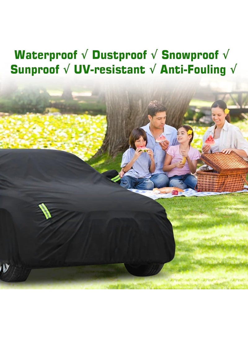 Soofam Car Cover All Weather Full Cover for Car Waterproof & Windproof & UV Protection Scratch Resistant Outdoor Cover with Reflective Strips Universal Car Cover for SUV (Black) - Image 5